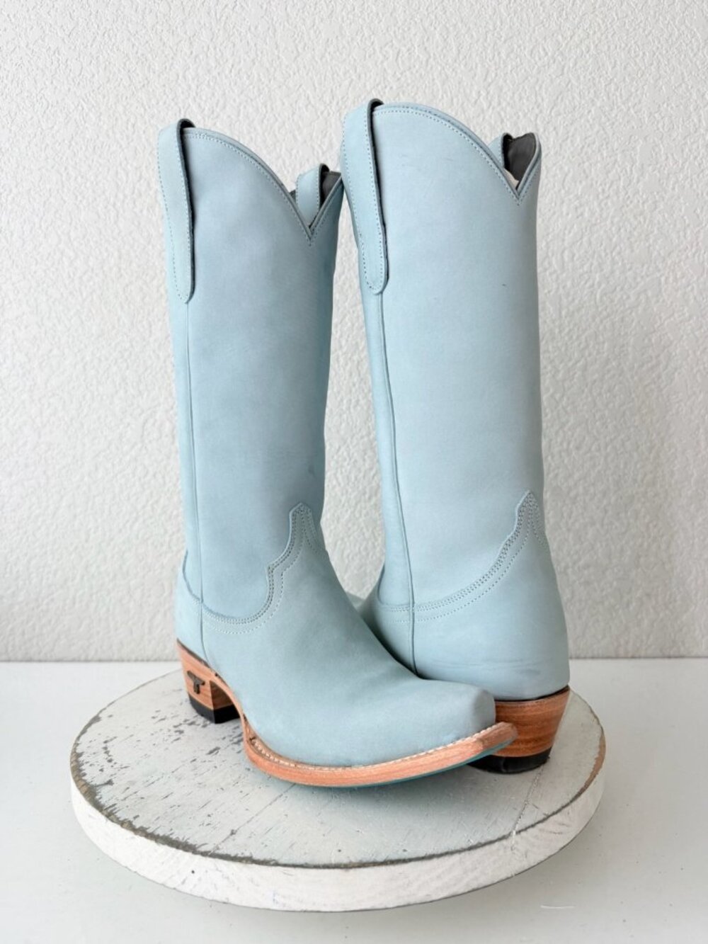 Lane EMMA JANE Powder Blue Cowboy Boots WesternCowgirl Mid Calf Tall Snip Toe 6